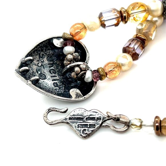 Sterling 925 Robert’s Shields Face Heart Beaded Necklace - Picture 5 of 7
